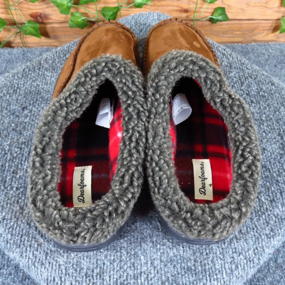 Dearfoams Marshall Mens Clog Slipper Size 9-10 Lounge Indoor Outdoor Brown Suede